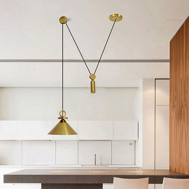 Metal Suppension Colgante Luz de oro moderno Down Lighting para comedor
