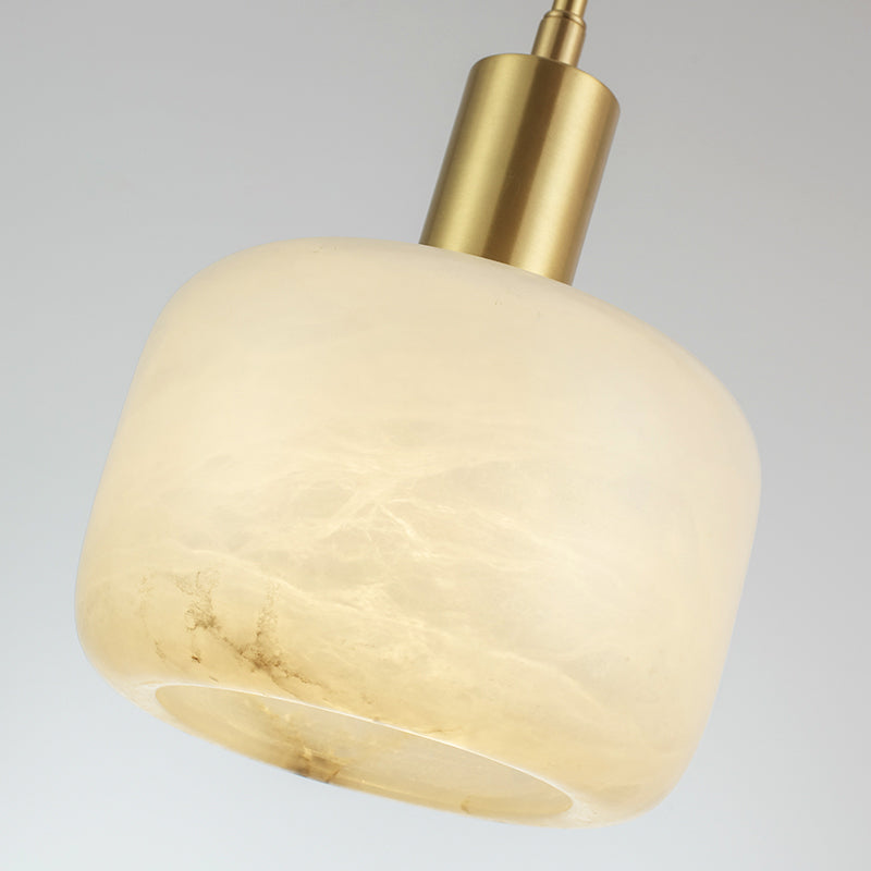 Stone Cylinder Pendant Light Fixture Modern Style Suspension Pendant Light in Brass