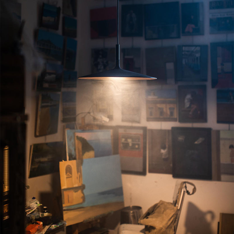 Grijs modern cement pendulum licht slank 1-licht LED-hangende plafondlicht voor eetkamer