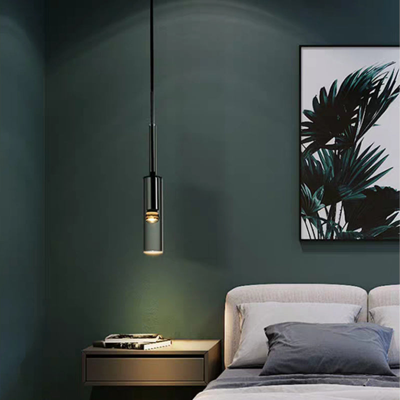 Black Minimaliste à 1 lumière LED Down Lighting Crystal suspendu Pendant Light pour la chambre