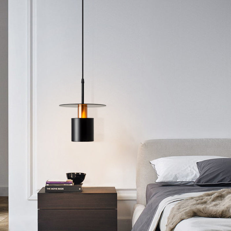 Black Metal Disco Metal Sombra colgante Ligero de hierro Moderno Iluminación para comedor para comedor