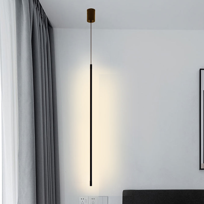 Black Aluminum New Modern Hanging Ceiling Light Linear 1-Light Pendant Light for Bedroom