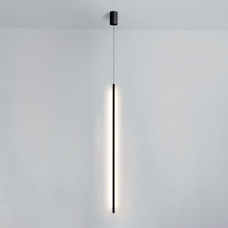 Black Aluminum New Modern Hanging Ceiling Light Linear 1-Light Pendant Light for Bedroom