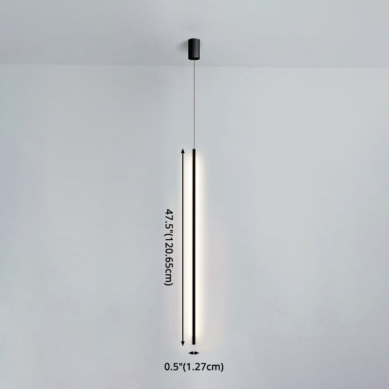 Black Aluminum New Modern Hanging Ceiling Light Linear 1-Light Pendant Light for Bedroom