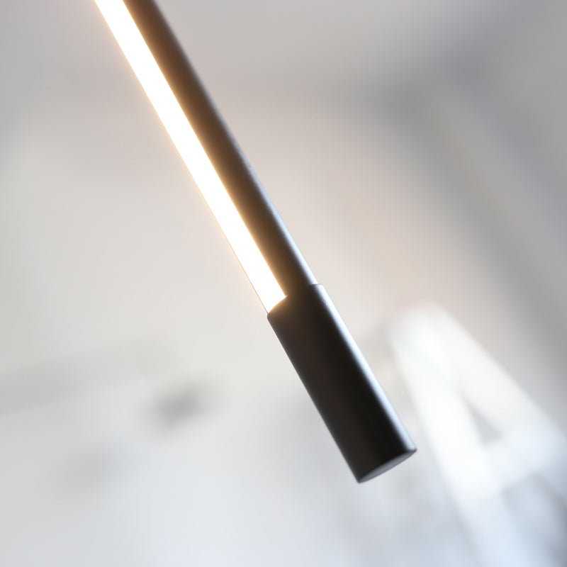 Black Aluminum New Modern Hanging Ceiling Light Linear 1-Light Pendant Light for Bedroom