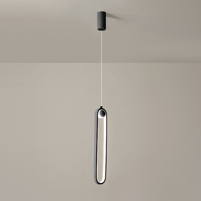 Oval Bedroom Hanging Light Fixture Metal Simple Style LED Suspended Lighting Fixture