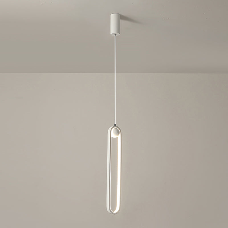 Oval Bedroom Hanging Light Fixture Metal Simple Style LED Suspended Lighting Fixture