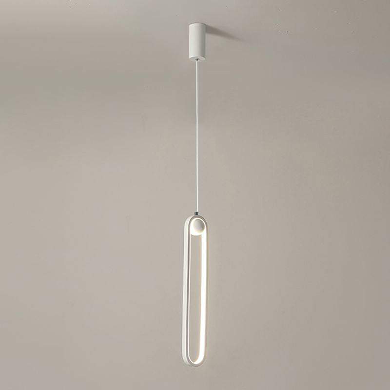 Oval Bedroom Hanging Light Fixture Metal Simple Style LED Suspended Lighting Fixture