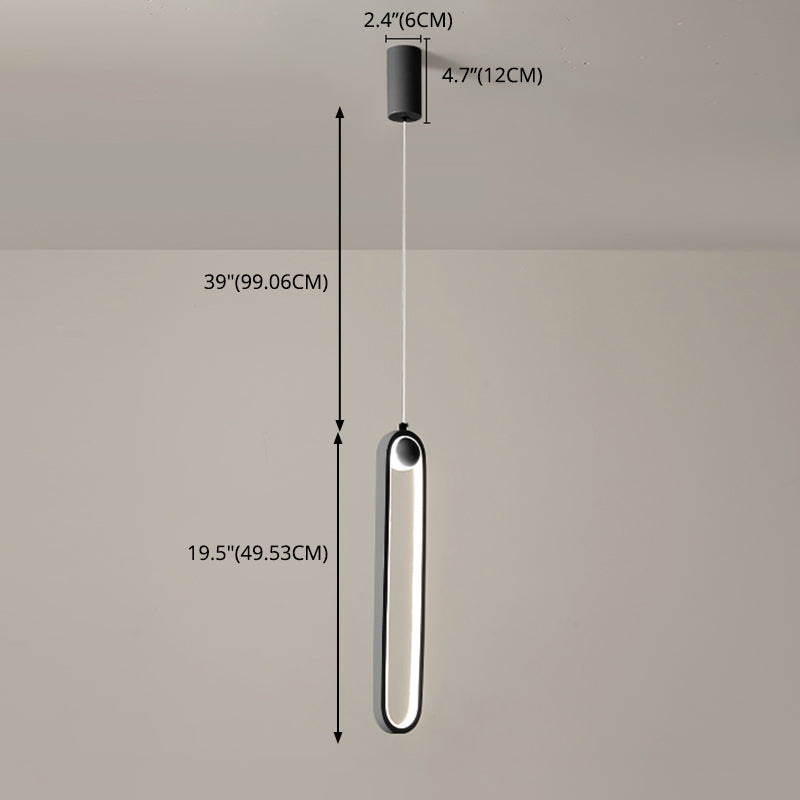 Oval Bedroom Hanging Light Fixture Metal Simple Style LED Suspended Lighting Fixture