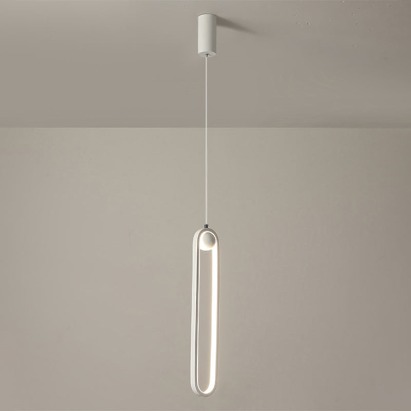 Oval Bedroom Hanging Light Fixture Metal Simple Style LED Suspended Lighting Fixture