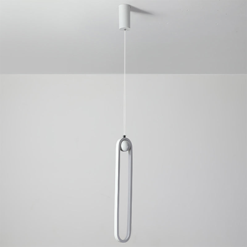 Oval Bedroom Hanging Light Fixture Metal Simple Style LED Suspended Lighting Fixture