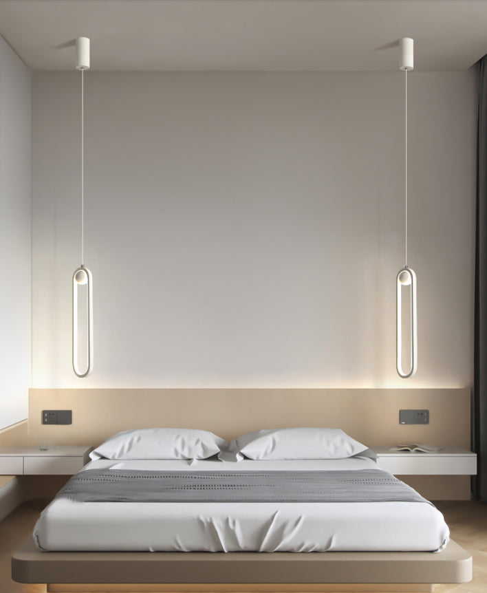 Oval Bedroom Hanging Light Fixture Metal Simple Style LED Suspended Lighting Fixture