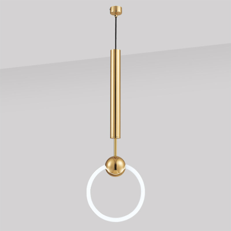 Gouden ring plafond suspensielamp eenvoud LED metalen plafond hanglampje voor slaapkamer