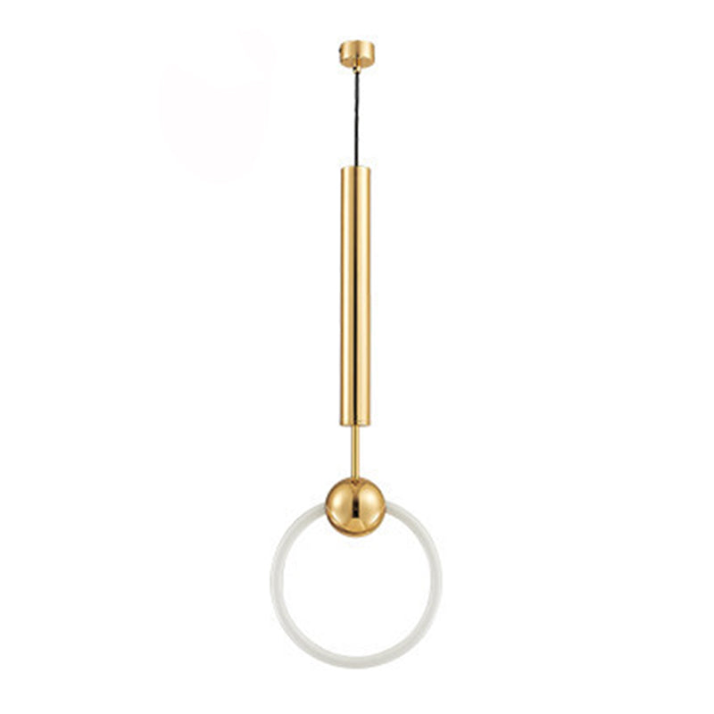 Lámpara de suspensión de techo de anillo de oro simplicidad led metal de metal luz colgante para dormitorio