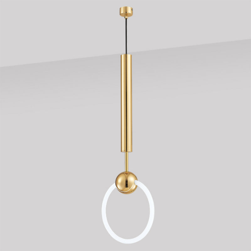 Lámpara de suspensión de techo de anillo de oro simplicidad led metal de metal luz colgante para dormitorio