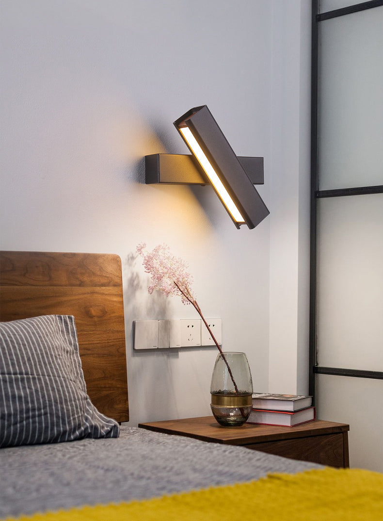 350 ° roteerbare rechthoekige LED -wandlamp 7,5 "brede Noordse eenvoudstijl metaal SCONCE Licht met onafhankelijke schakelaar