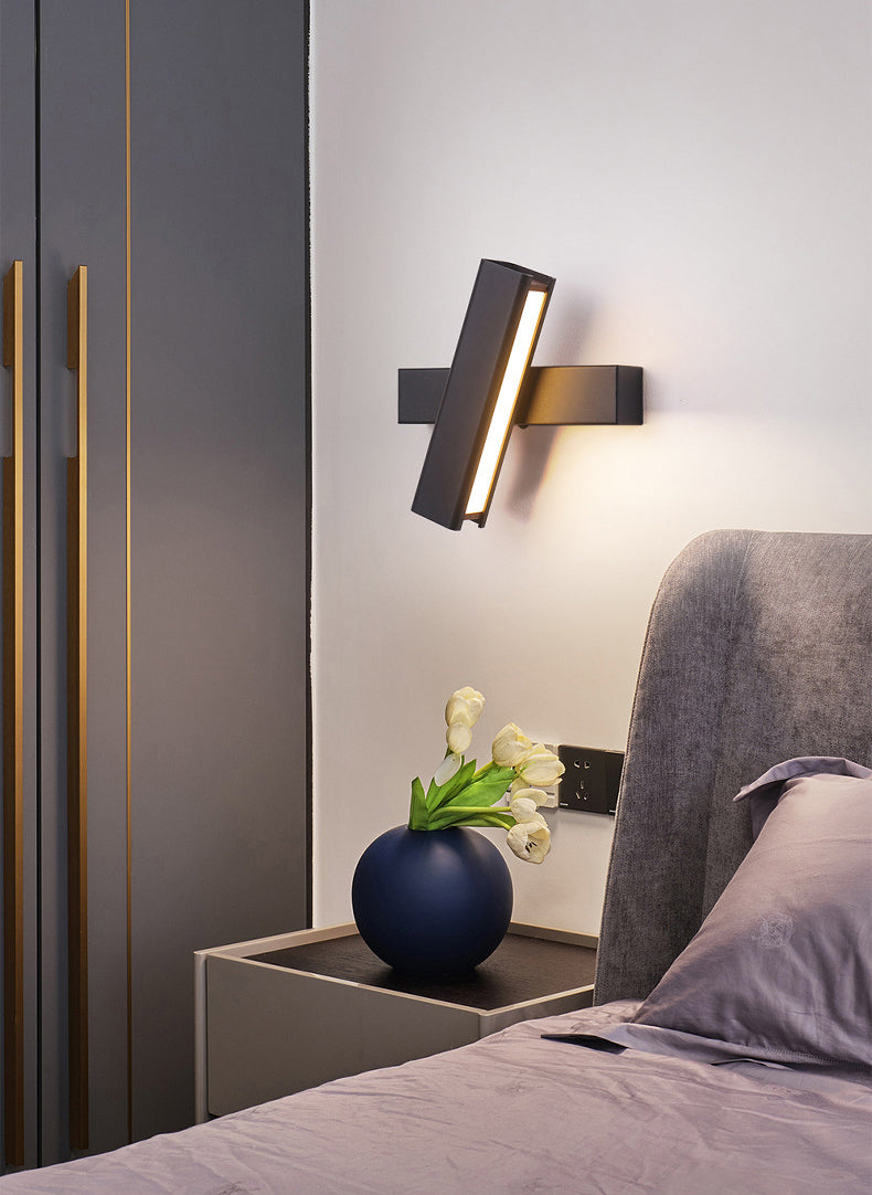 350 ° roteerbare rechthoekige LED -wandlamp 7,5 "brede Noordse eenvoudstijl metaal SCONCE Licht met onafhankelijke schakelaar