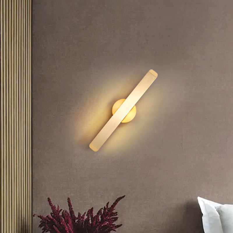 Brushed Gold Rectangular LED Wall Lamp Rotatable Design Nordic Simplicity Aluminum Sconce Light for Bedside