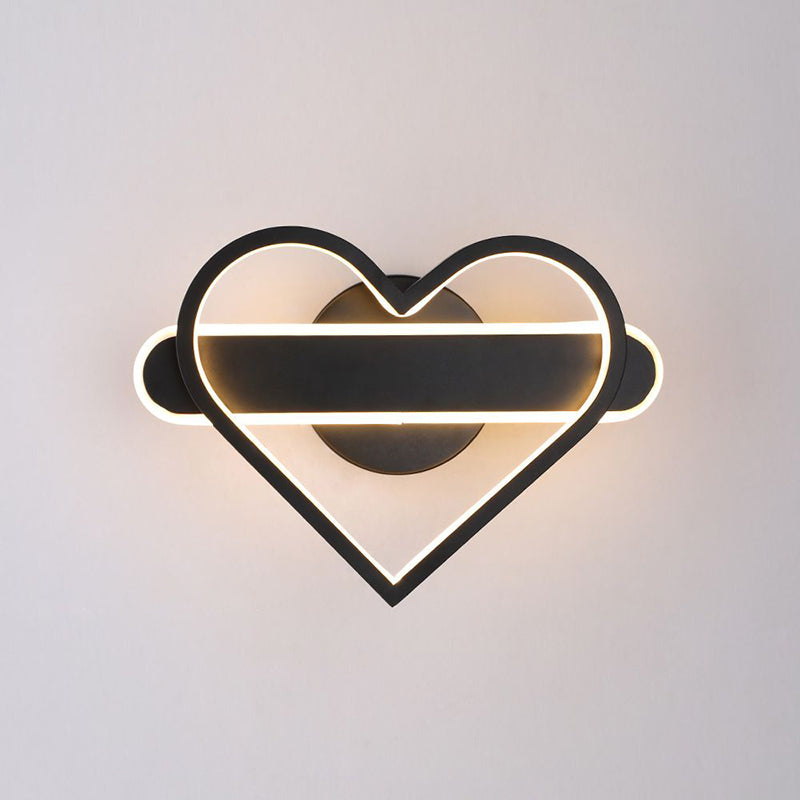 Heart Shaped Aluminum LED Wall Lamp 9.5" H Simplicity Lines Acrylic Sconce Lighting Fixture for Bedroom