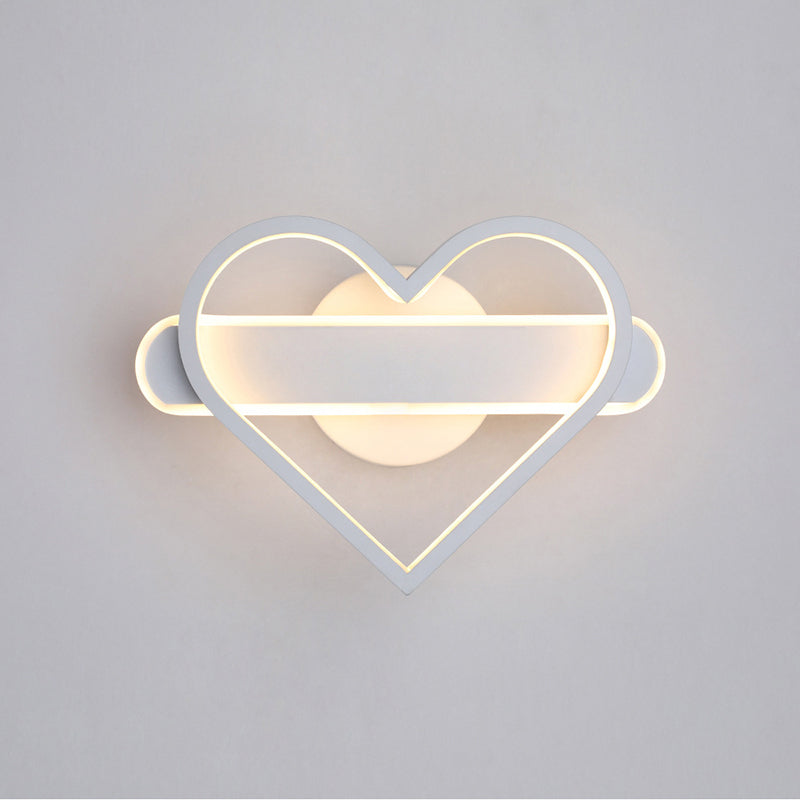 Heart Shaped Aluminum LED Wall Lamp 9.5" H Simplicity Lines Acrylic Sconce Lighting Fixture for Bedroom