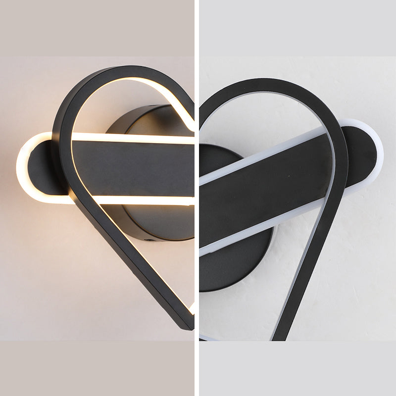 Heart Shaped Aluminum LED Wall Lamp 9.5" H Simplicity Lines Acrylic Sconce Lighting Fixture for Bedroom