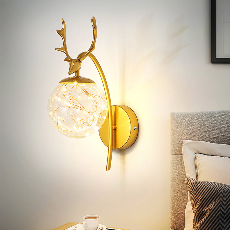 Lampade a parete in vetro trasparente globo a 1 luce moderna a montaggio a parete per soggiorno