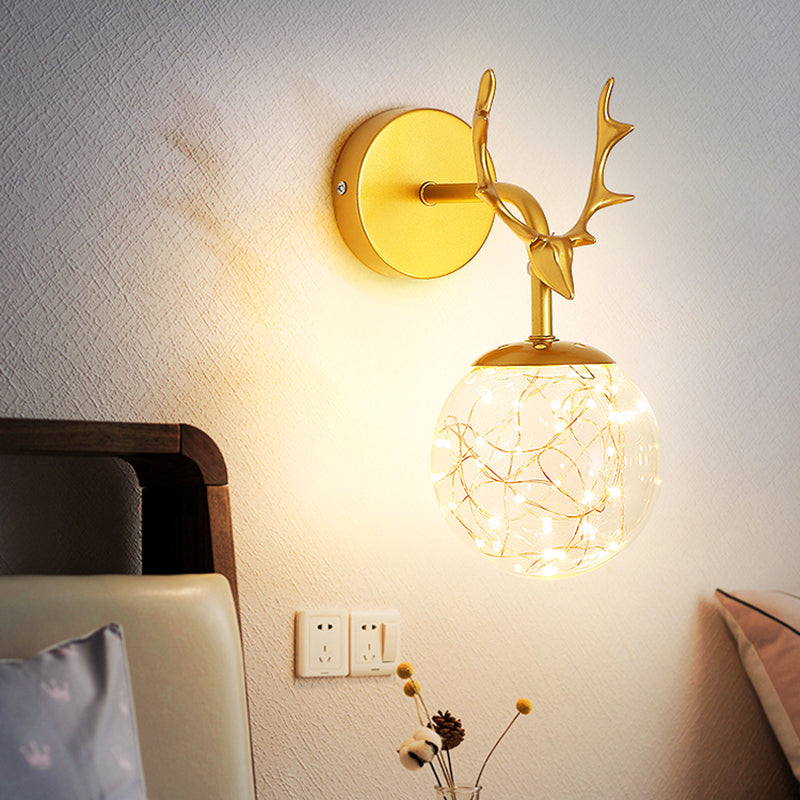 Lampade a parete in vetro trasparente globo a 1 luce moderna a montaggio a parete per soggiorno