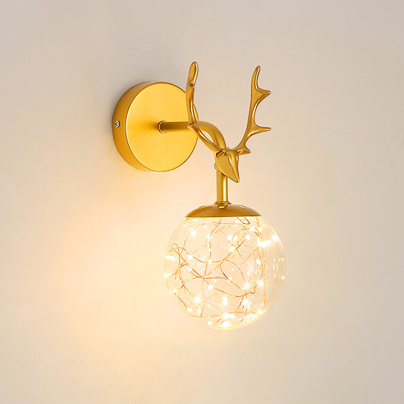 Lampade a parete in vetro trasparente globo a 1 luce moderna a montaggio a parete per soggiorno