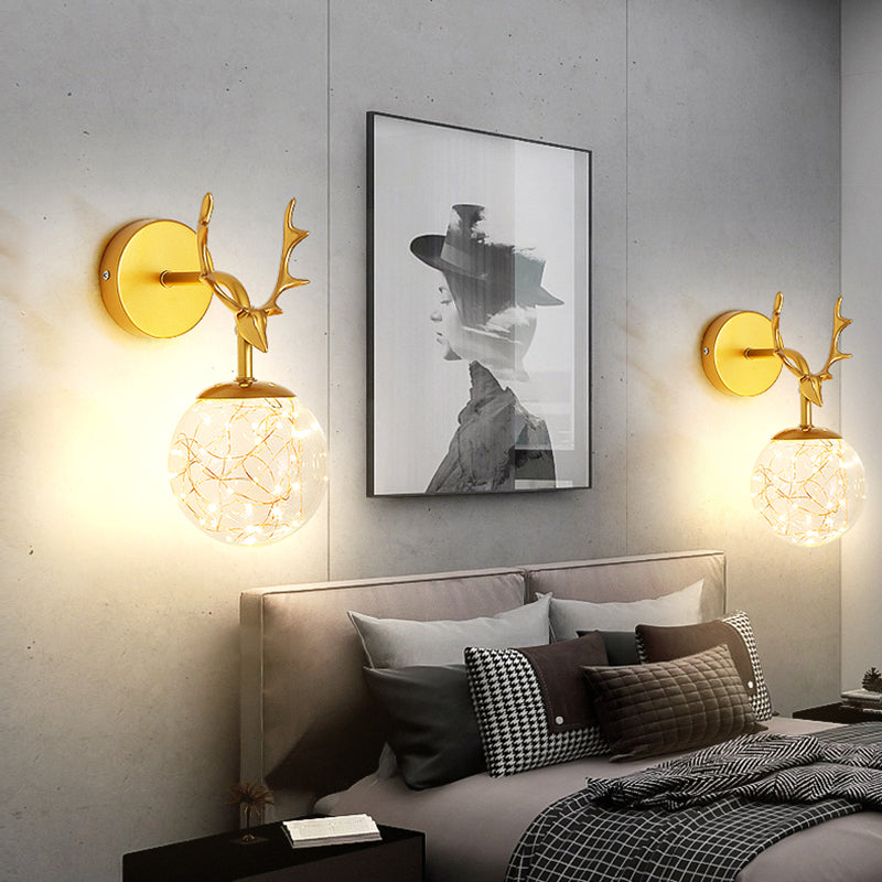 Lampade a parete in vetro trasparente globo a 1 luce moderna a montaggio a parete per soggiorno