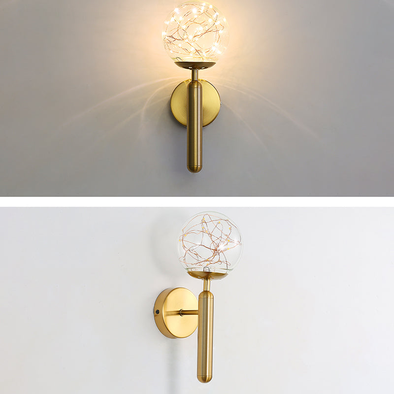 Lampade a parete in vetro trasparente globo a 1 luce moderna a montaggio a parete per soggiorno