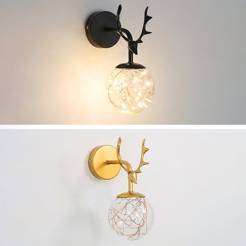 Lampade a parete in vetro trasparente globo a 1 luce moderna a montaggio a parete per soggiorno