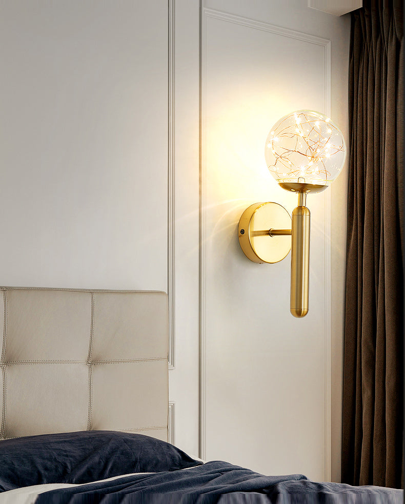 Lampade a parete in vetro trasparente globo a 1 luce moderna a montaggio a parete per soggiorno