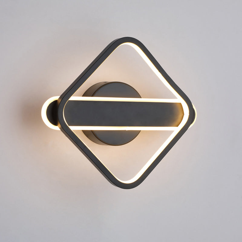 Lampada a parete a LED di semplicità quadrata di alluminio a LED 9,5 "H Linee geometriche Apparecchiatura di illuminazione acrilica per camera da letto