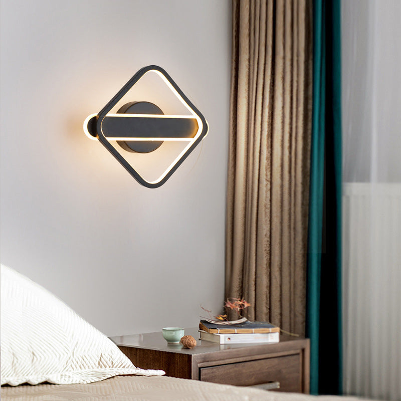 Square Aluminum Simplicity LED Wall Lamp 9.5" H Geometric Lines Acrylic Sconce Lighting Fixture for Bedroom