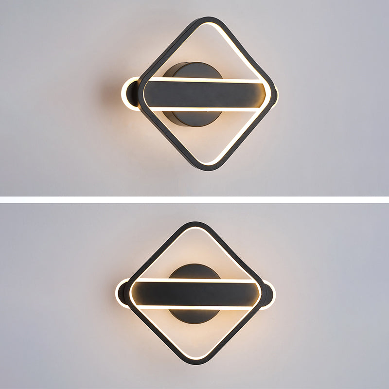 Square Aluminum Simplicity LED Wall Lamp 9.5" H Geometric Lines Acrylic Sconce Lighting Fixture for Bedroom