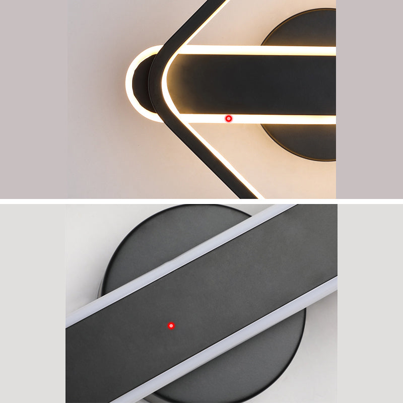 Square Aluminum Simplicity LED Wall Lamp 9.5" H Geometric Lines Acrylic Sconce Lighting Fixture for Bedroom