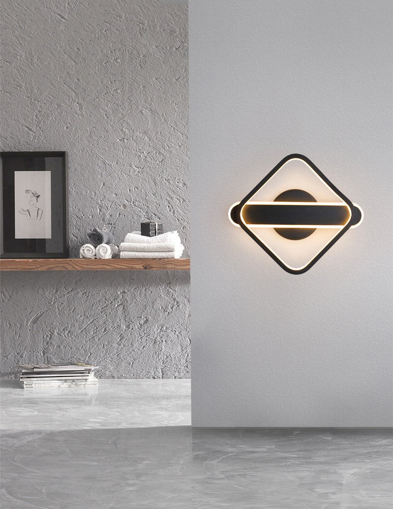 Square Aluminum Simplicity LED Wall Lamp 9.5" H Geometric Lines Acrylic Sconce Lighting Fixture for Bedroom