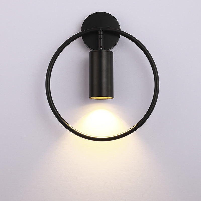 13" H Nordic Style Metal Ring Wall Lamp 1-Light Cylindrical Spotlight Sconce Lights for Bedroom
