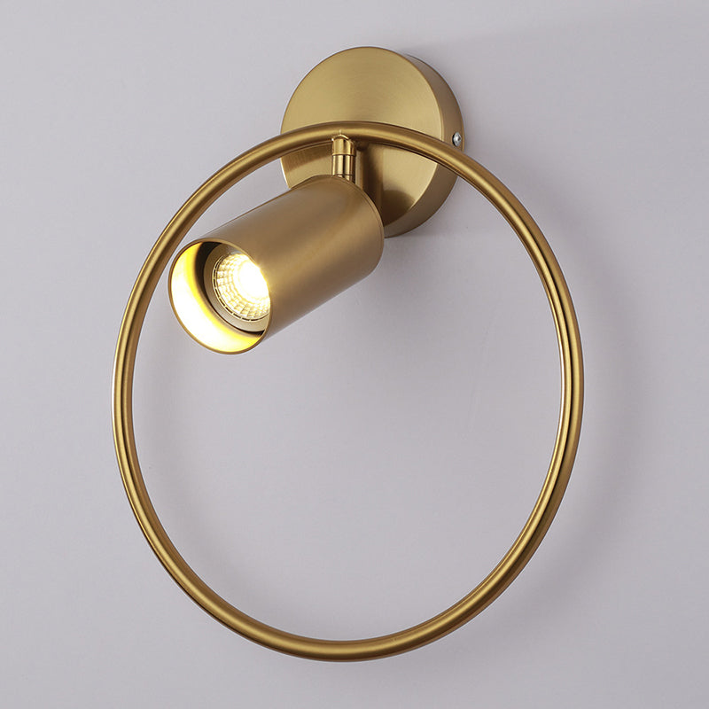13" H Nordic Style Metal Ring Wall Lamp 1-Light Cylindrical Spotlight Sconce Lights for Bedroom