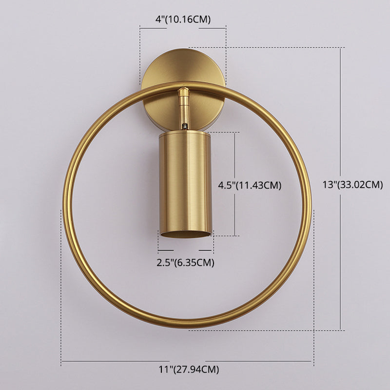 13" H Nordic Style Metal Ring Wall Lamp 1-Light Cylindrical Spotlight Sconce Lights for Bedroom