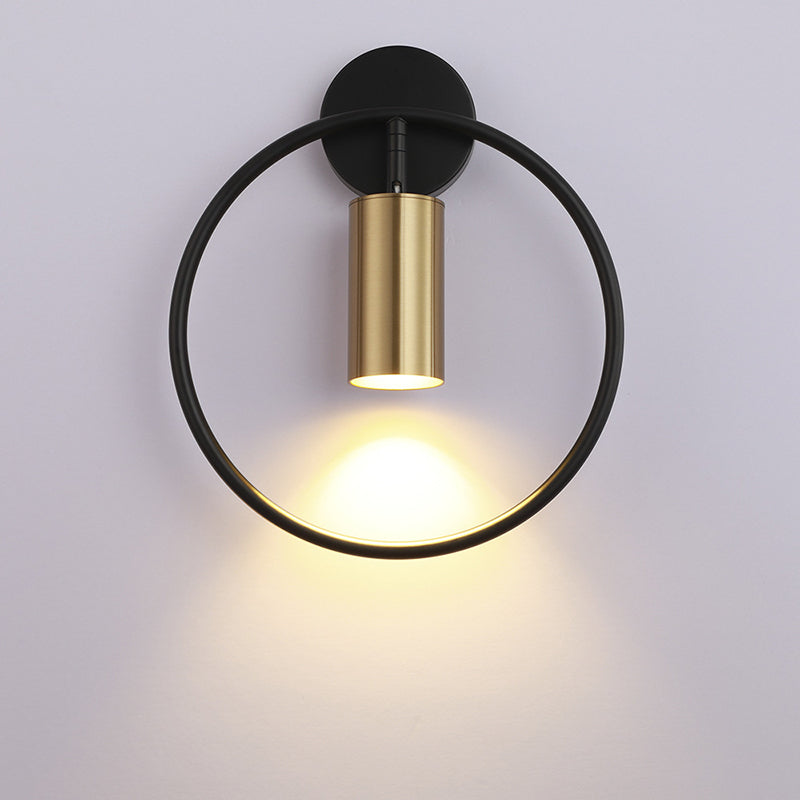 13" H Nordic Style Metal Ring Wall Lamp 1-Light Cylindrical Spotlight Sconce Lights for Bedroom