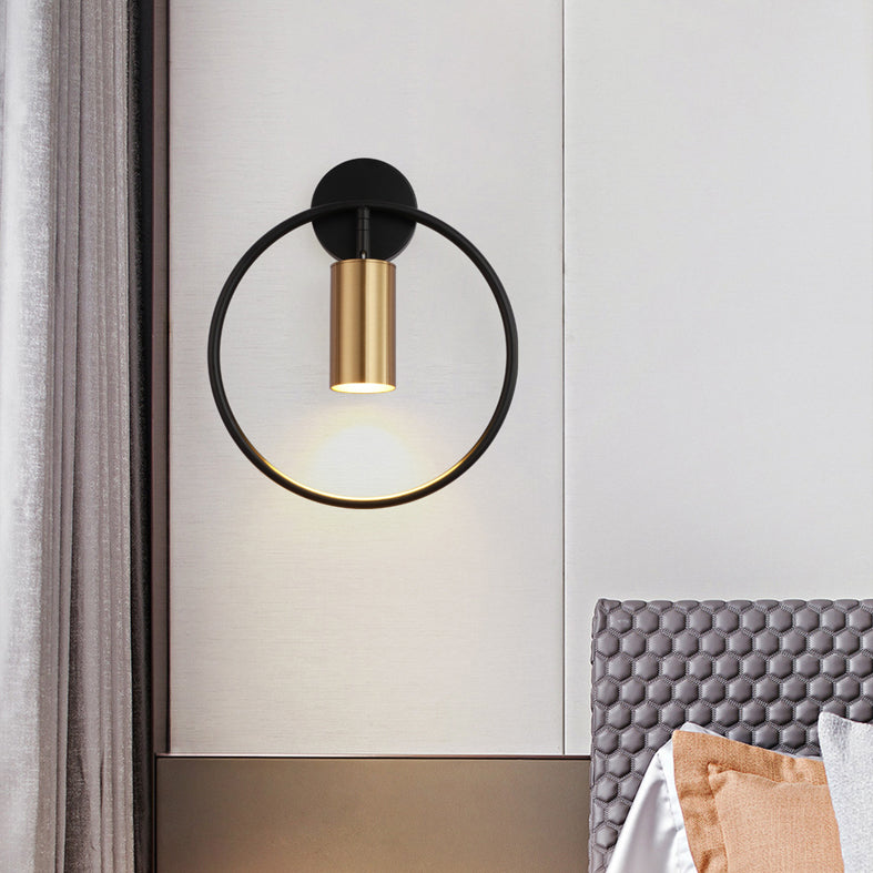 13" H Nordic Style Metal Ring Wall Lamp 1-Light Cylindrical Spotlight Sconce Lights for Bedroom