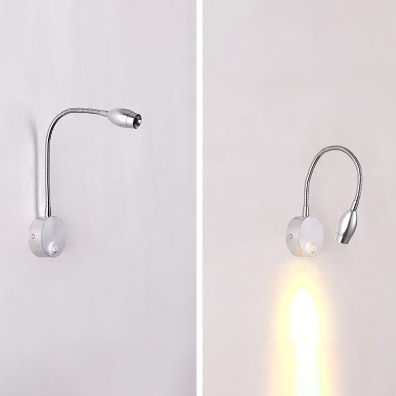 Diseño de manguera ajustable lámpara de lectura LED lámpara de montaje de pared de aluminio moderna con interruptor independiente