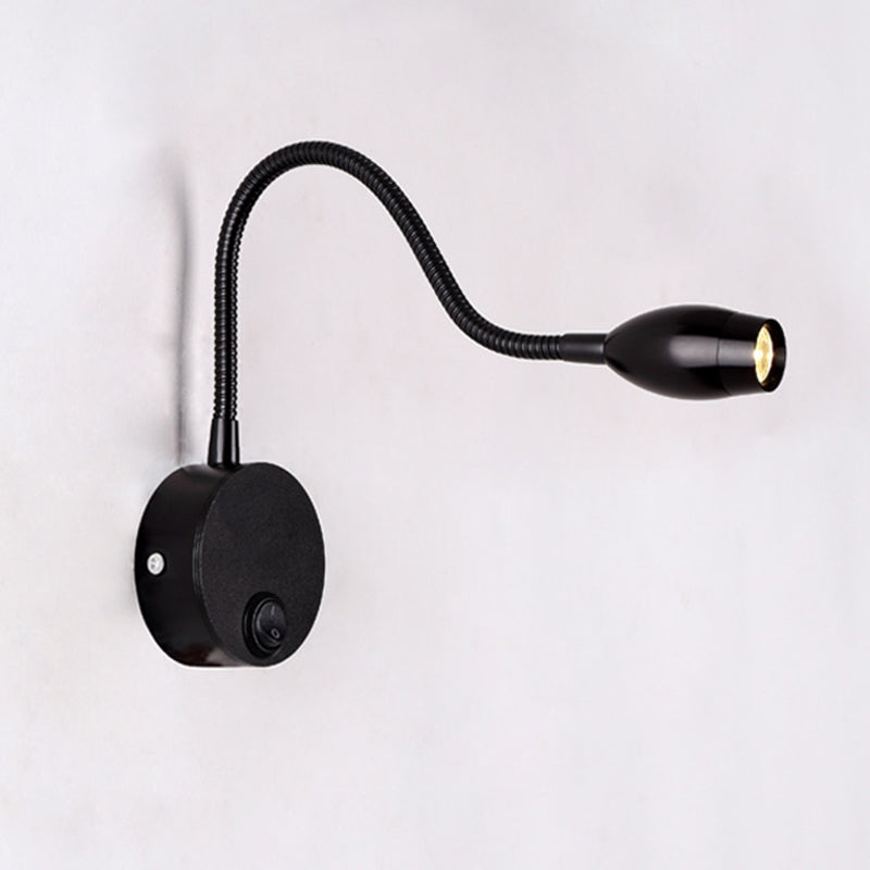 Diseño de manguera ajustable lámpara de lectura LED lámpara de montaje de pared de aluminio moderna con interruptor independiente