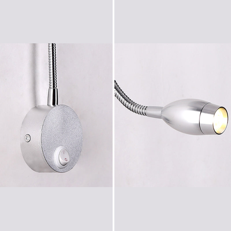 Diseño de manguera ajustable lámpara de lectura LED lámpara de montaje de pared de aluminio moderna con interruptor independiente