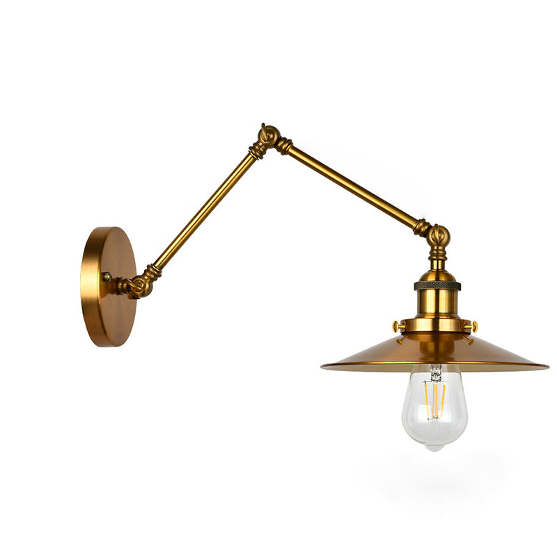 2-Sections Swing Arm Wall Mount Light Single Bulb Retro Industrial Style Coffee Shop Sconce Lights in Electroplated Copper