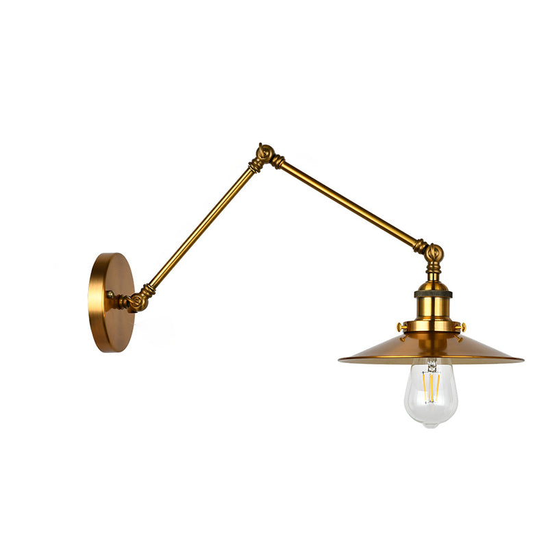 2-Sections Swing Arm Wall Mount Light Single Bulb Retro Industrial Style Coffee Shop Sconce Lights in Electroplated Copper