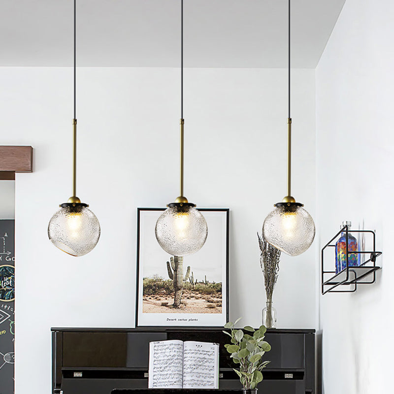 Modern 1 Bulb Hanging Light Gold Sphere Ceiling Suspension Lamp with Water Glass Shade
