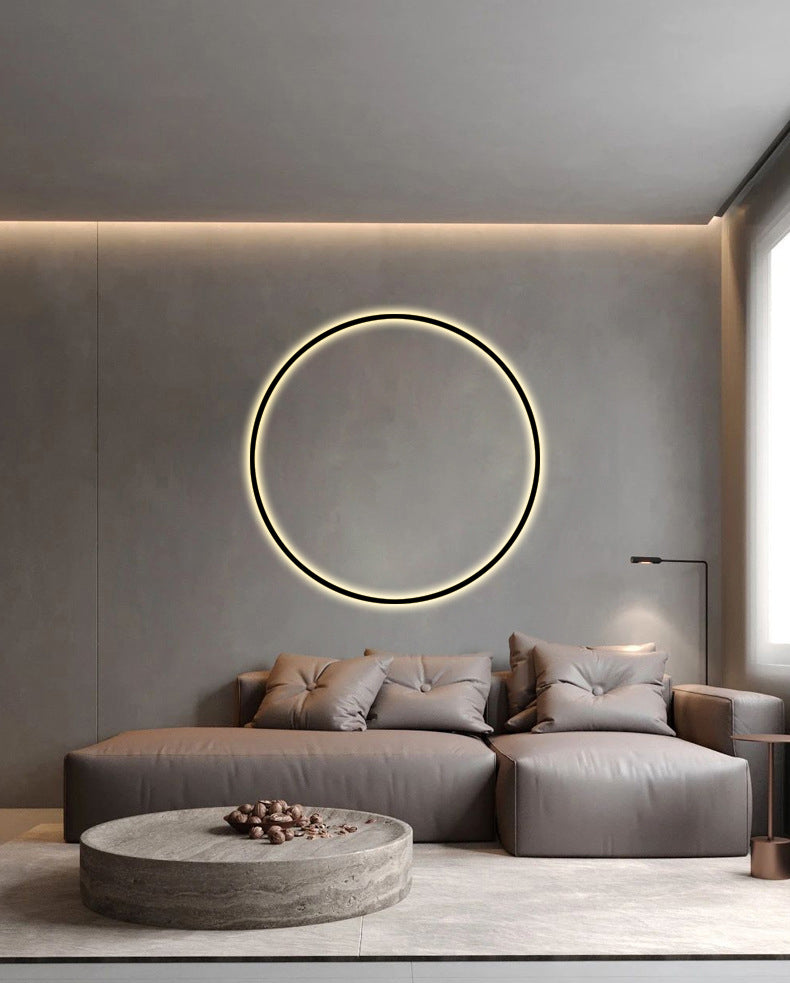 Zwart minimalisme Ronde lijnen LED Wall Lamp Noordse stijl Aluminium SCONCE Licht voor woonkamer