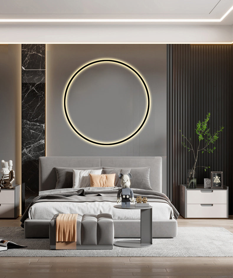 Zwart minimalisme Ronde lijnen LED Wall Lamp Noordse stijl Aluminium SCONCE Licht voor woonkamer